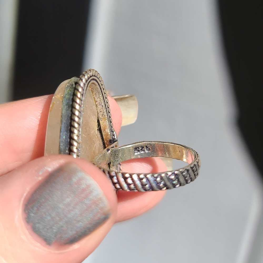 34k golden rutilated quartz sterling ring sz6 - Picture 4 of 10